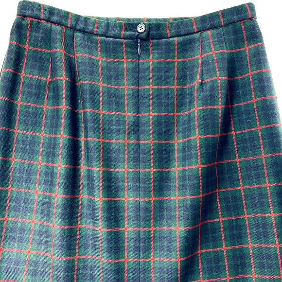 Vtg Pendleton Wool Plaid Pencil Skirt Sz 14P High-Waisted Green Blue Red Back Sl - Picture 3 of 12